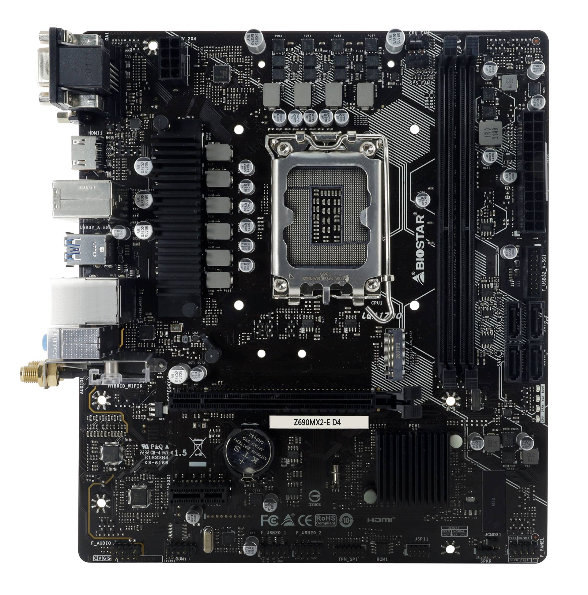 Материнская плата Biostar Z690MX2-E D4, LGA1700, (HDMI, VGA, DVI), 2xDDR IV, mATX