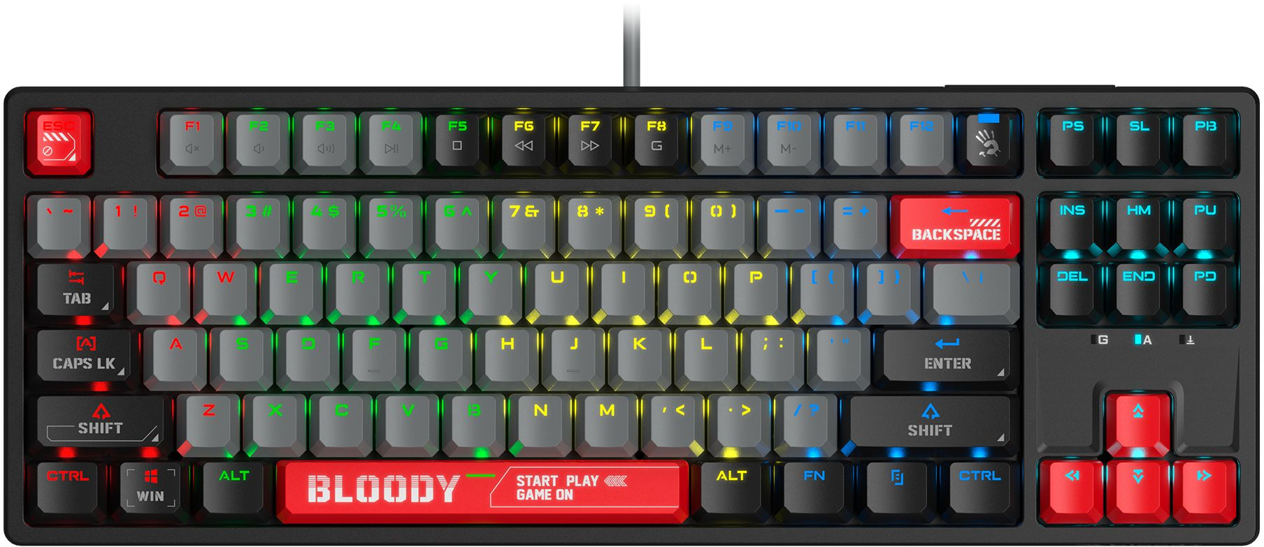 Клавиатура A4Tech Bloody S87 Energy Red, черный/красный