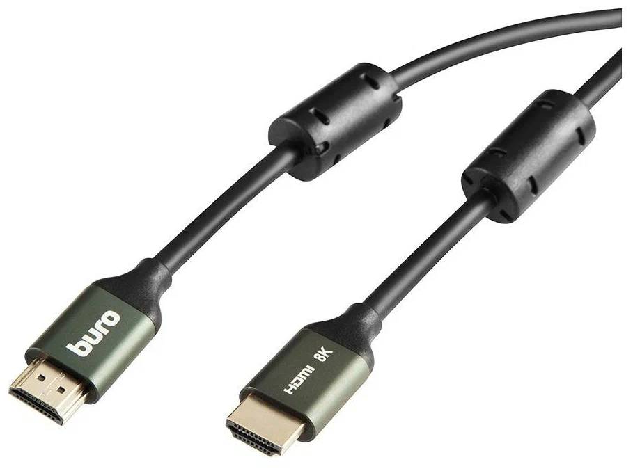 Кабель HDMI (19M) - HDMI (19M), 1м, Buro BHP-HDMI-2.1-1G, черный