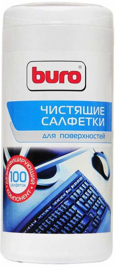 Влажные чистящие салфетки Buro BU-Asurface, туба 100шт