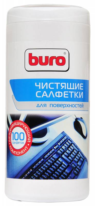 Влажные чистящие салфетки Buro BU-Tsurface, туба 100шт