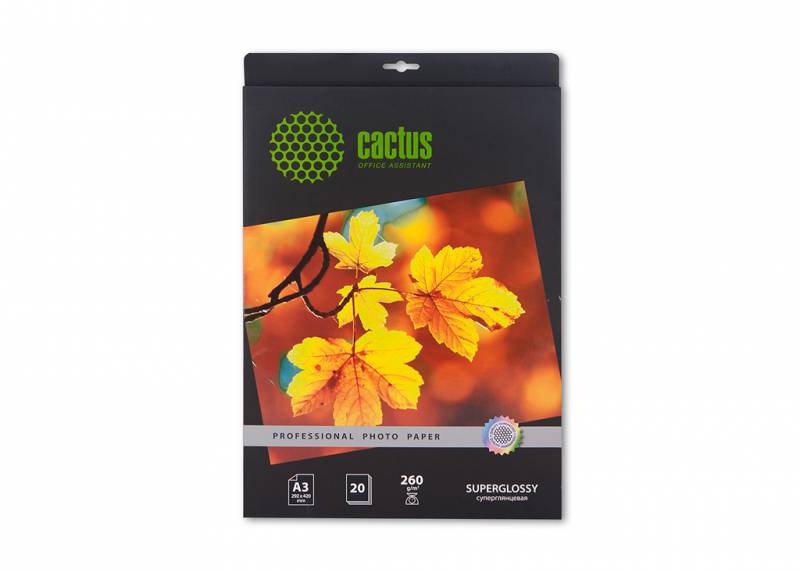 Фотобумага Cactus Prof CS-HGA326020 A3/260г/м2/20л/белый глянцевое для струйной печати
