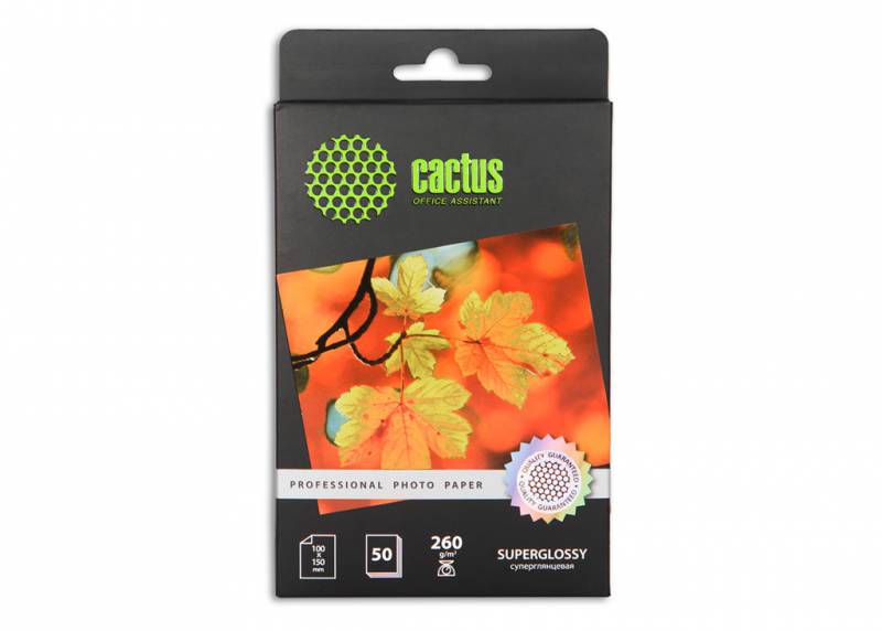 Фотобумага Cactus Prof CS-HGA626050 10x15/260г/м2/50л/белый глянцевое для струйной печати