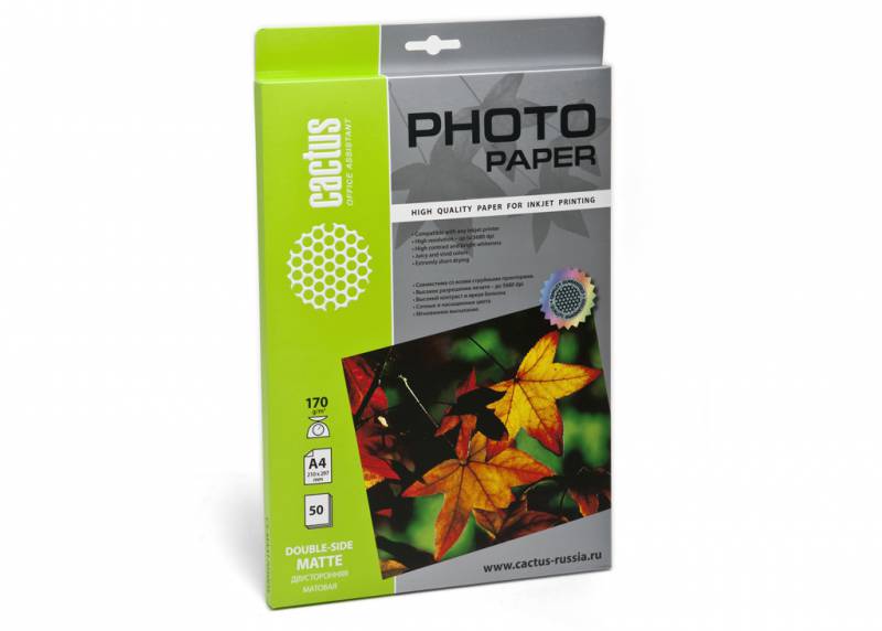 Фотобумага Cactus CS-MA417050DS A4/170г/м2/50л/белый матовое/матовое для струйной печати