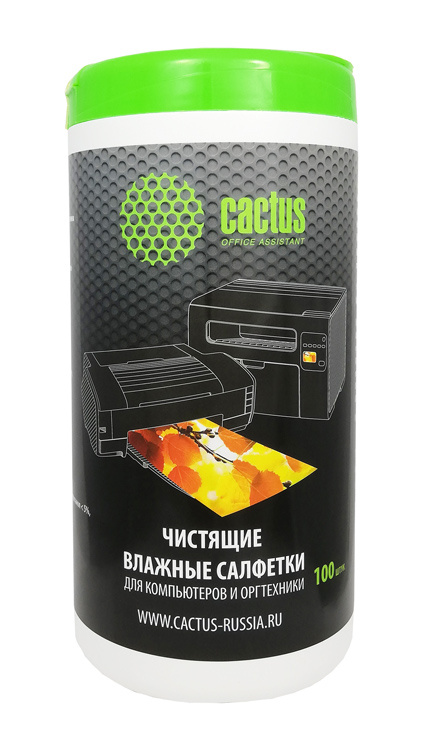 Влажные чистящие салфетки Cactus CS-T1002, туба 100шт