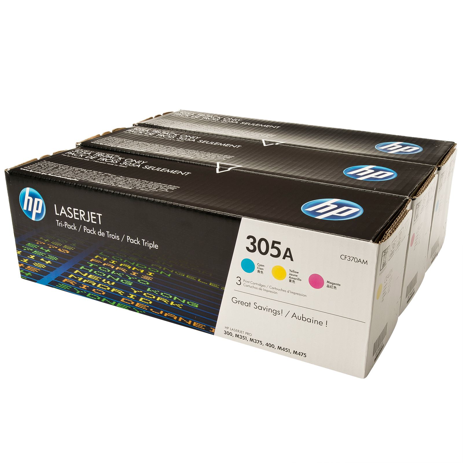 Картридж HP 305A CF370AM, (тройная упаковка CE411A, CE412A, CE413A)