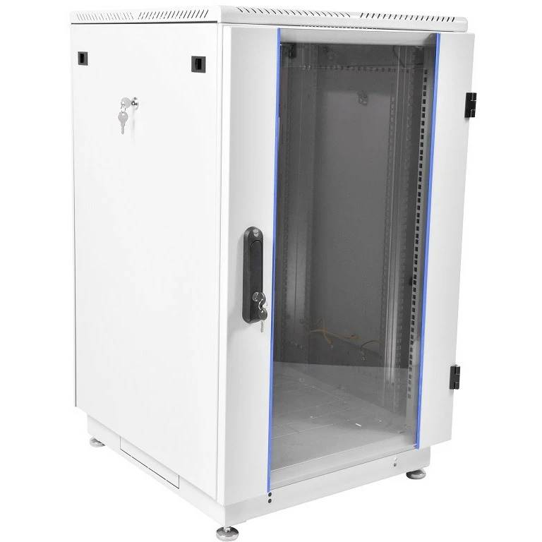 Шкаф коммутационный ЦМО (ШТК-М-18.6.8-1ААА) напольный 18U 600x800мм пер.дв.стекл задн.дв.стал.лист 2 бок.пан. направл.под закл.гайки 270кг серый 655мм 56.1кг 180град. 960мм ШТК-М-18.6.8-1ААА