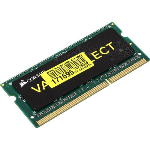 Оперативная память для ноутбука 4Gb Corsair Value Select, CMSO4GX3M1C1333C9, SODIMM DDR III, PC-10600, 1333MHz