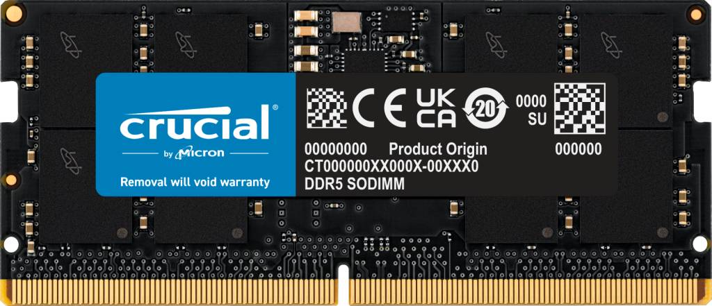 Оперативная память для ноутбука 16Gb Crucial CT16G48C40S5, SODIMM DDR V, PC-38400, 4800MHz