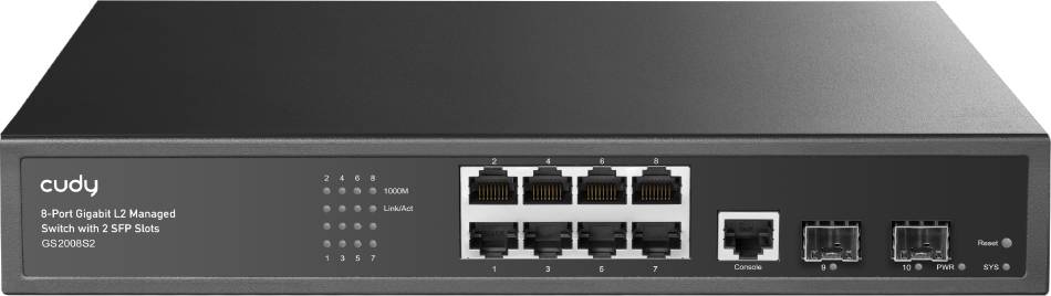 Коммутатор Cudy GS2008S2, 8xLAN 1Gbps, 2xSFP