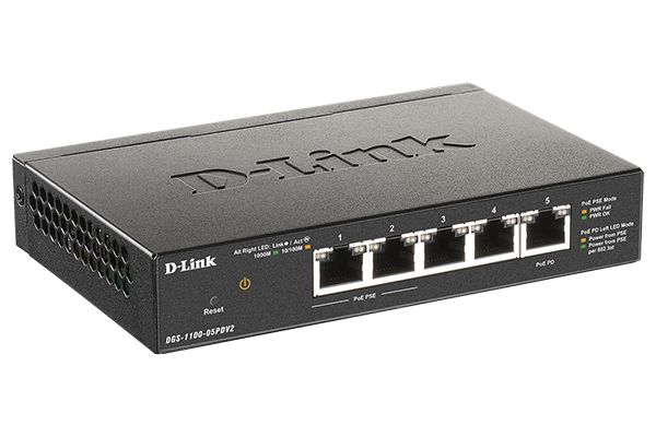 Коммутатор D-Link DGS-1100-05PDV2/A1A, 5xLAN 1GBps