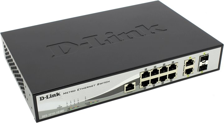 Коммутатор D-Link DGS-1210-10/ME/A1A, 8xLAN 1Gbps, 2 combo 1Gbps/SFP