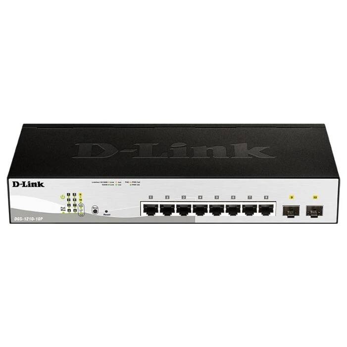 Коммутатор D-Link DGS-1210-10P/FL, 8xLAN 1Gbps, 2 combo 1Gbps/SFP, PoE
