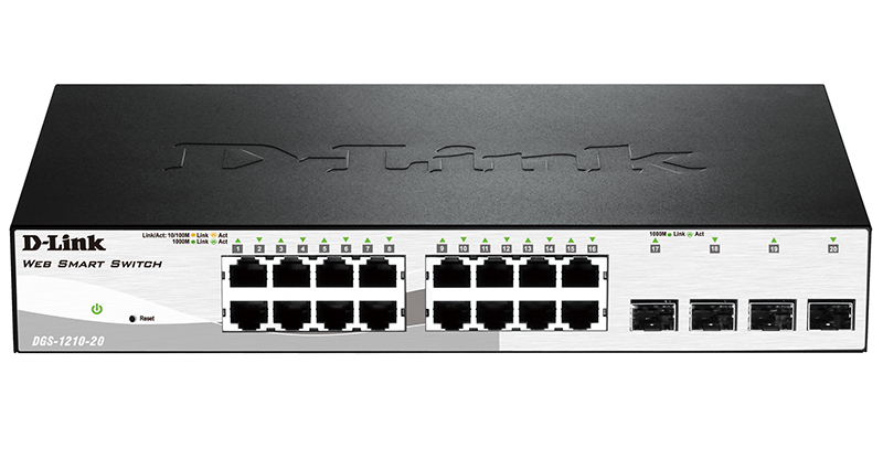 Коммутатор D-Link DGS-1210-20/F2A, 16xLAN 1Gbps, 4 SFP