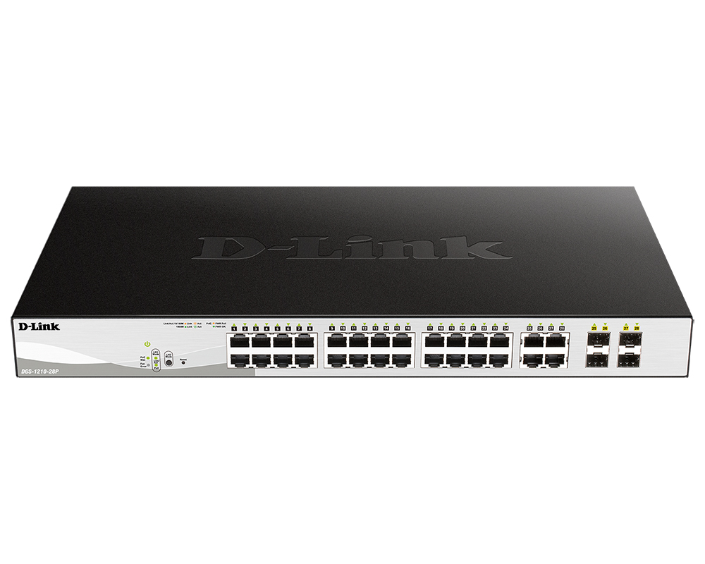 Коммутатор D-Link DGS-1210-28P/F5A, 24xLAN 1Gbps, 4 SFP, PoE+