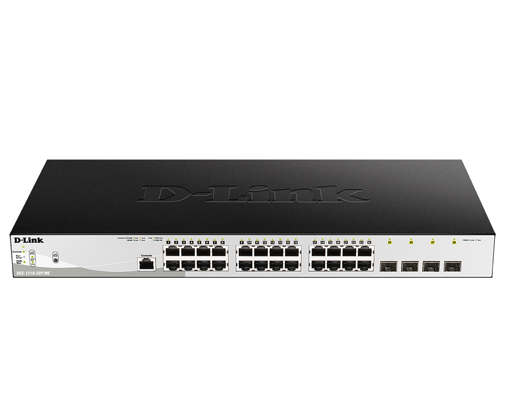 Коммутатор D-Link DGS-1210-28P/ME/B2A, 24xLAN 1Gbps, 4 SFP, PoE+, управляемый EasySmart