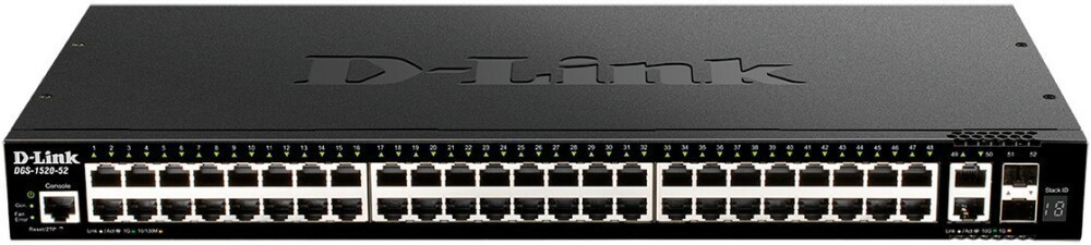 Коммутатор D-Link DGS-1520-52/A1A, 48x1Gbps, 2x10Gbps, 2xSFP+ 10Gbps