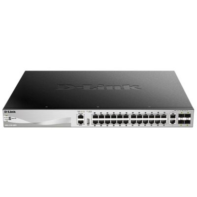 Коммутатор D-Link DGS-3130-30PS/BY/A1A, 24xLAN 100MBPs, 2xLAN 1GBPs, 4xSFP+