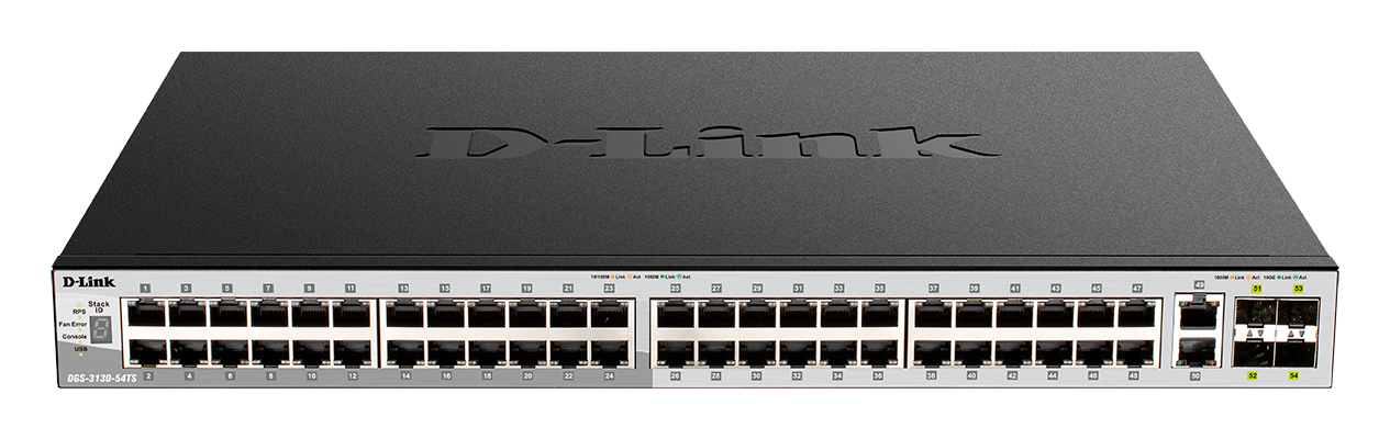 Коммутатор D-Link DGS-3130-54TS/B1A, 48x1Gbps, 2x10Gbps, 4xSFP+