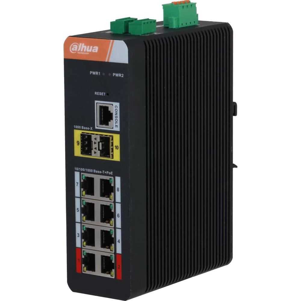 Коммутатор Dahua DH-IS4210-8GT-120, 8xLAN 1Gbps, 2xSFP, PoE
