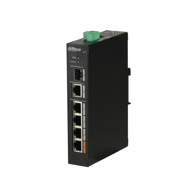 Коммутатор Dahua DH-PFS3106-4ET-60, 4xLAN 100Mbps, 2xLAN 1Gbps