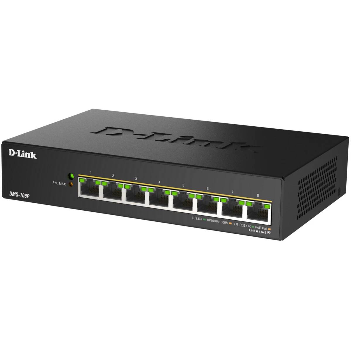 Коммутатор D-Link DMS-108P/A1A, 8xLAN 2.5G, PoE