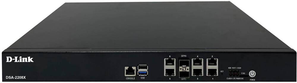 Сервисный маршрутизатор, D-Link DSA-2208X/A1A, 6xLAN 1Gbps, 2xSFP+