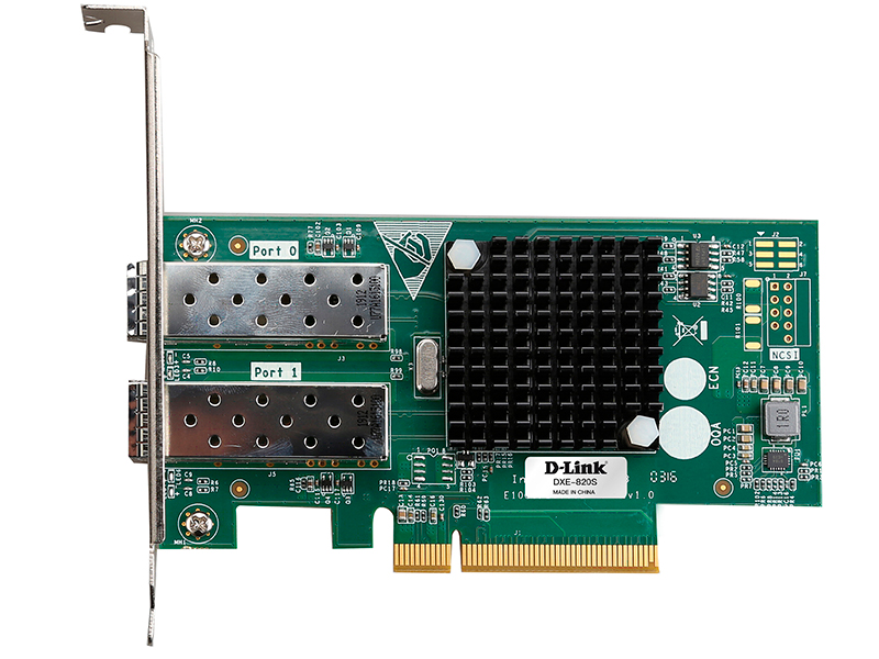 Сетевая карта D-Link DXE-820S/A1A, 10Gbps, 2xSFP+, PCI-Ex16