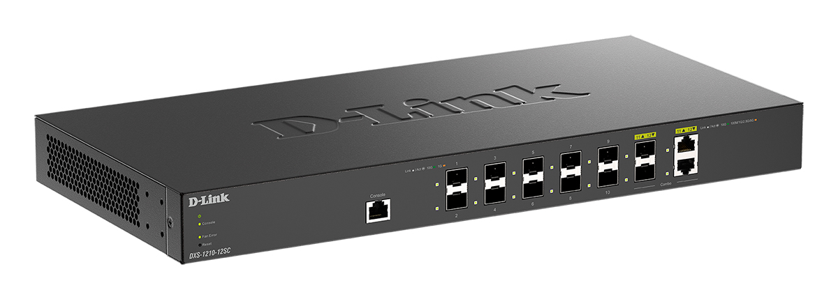 Коммутатор D-Link DXS-1210-12SC/B1A, 10xSFP+, 2xCombo(SFP+/Lan 10Gbps)