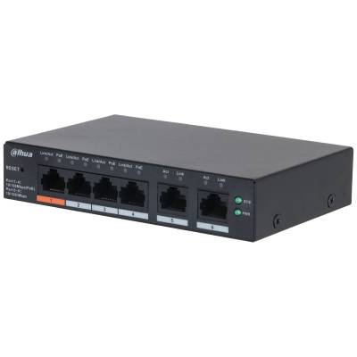 Коммутатор Dahua DH-CS4006-4ET2ET-60, 4xLAN 100 Mbps, 2xUplink, PoE