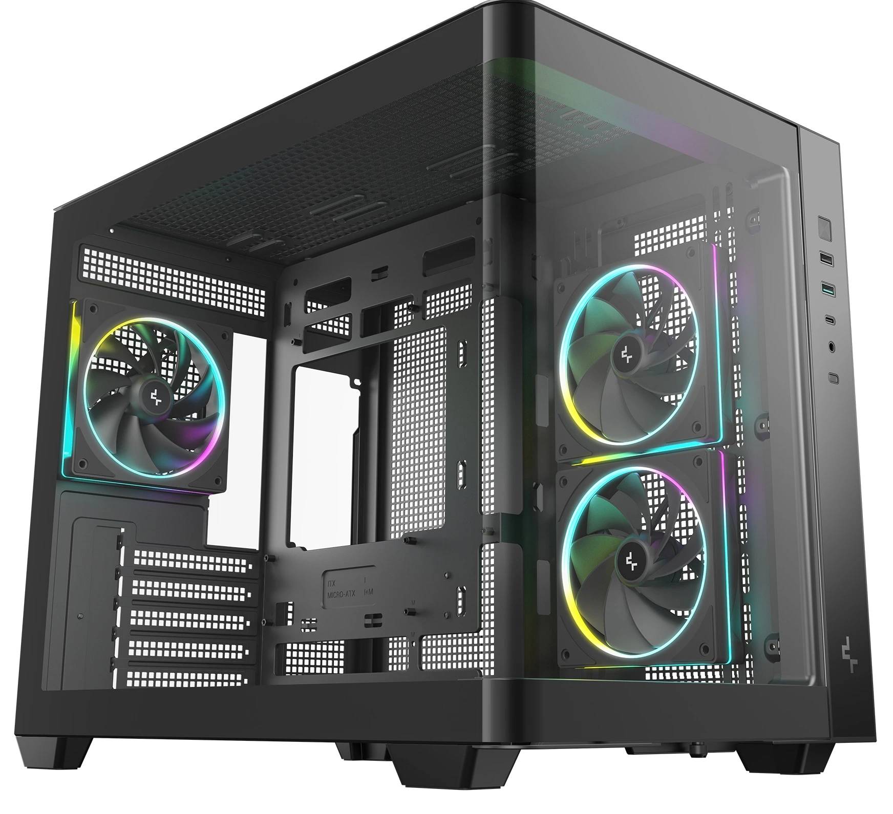 Корпус DeepCool CG330U 3F BK R-CG330U3F-BKAGM3-G, без БП, mATX