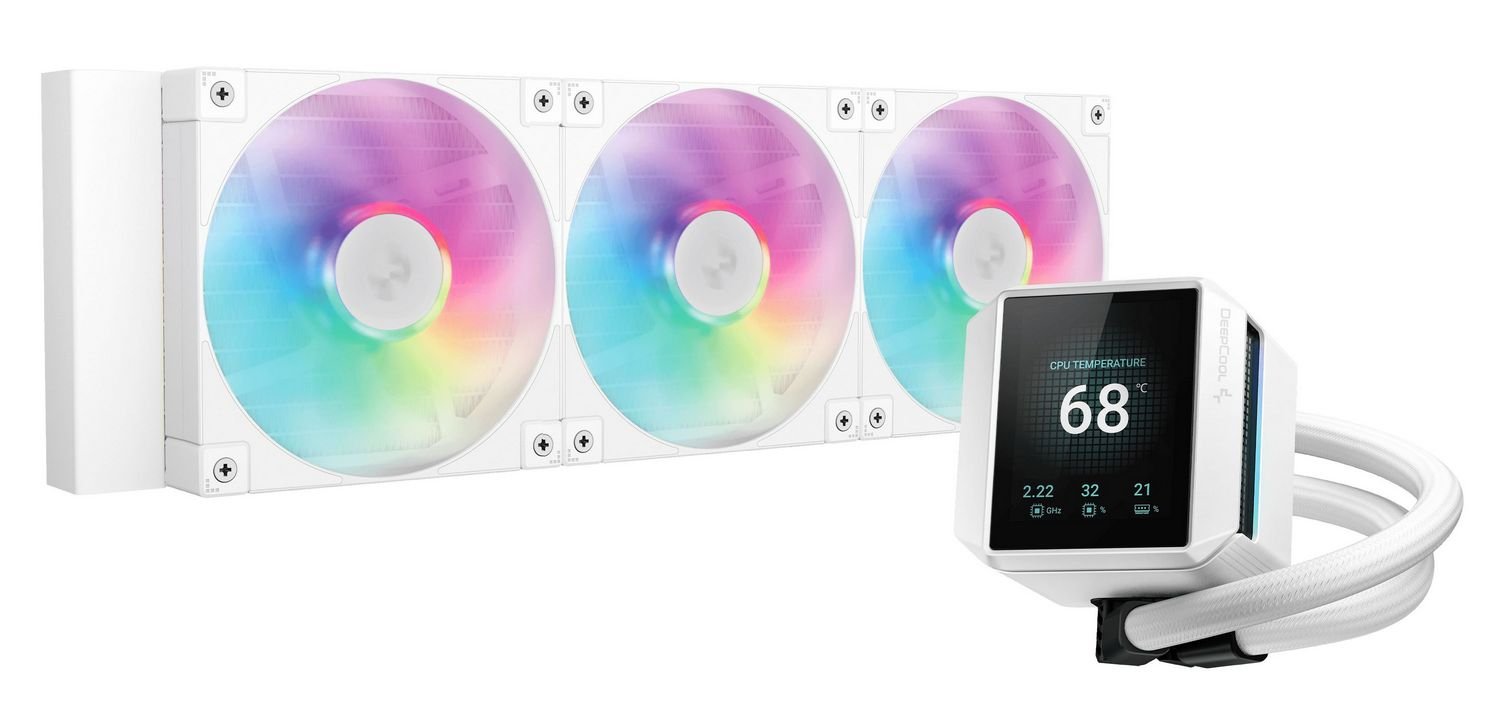 Жидкостное охлаждение DeepCool MYSTIQUE 360 WH ARGB, 300W (LGA1700 Ready)