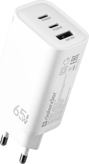 Сетевое зарядное устройство Defender UPA-162, 65W, Белый (83162)