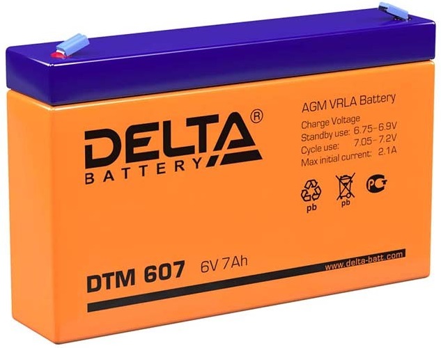 6V / 7Ah, аккумулятор для UPS, Delta DTM 607