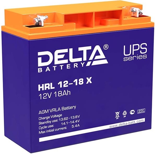 12V / 18Ah, аккумулятор для UPS, Delta HRL 12-18 X