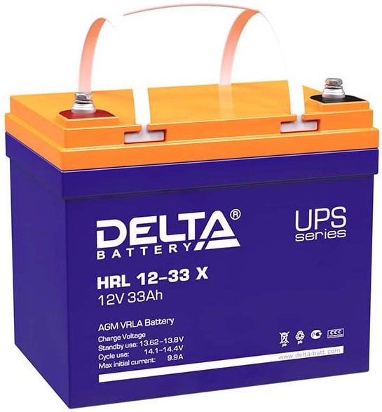 12V / 33Ah, аккумулятор для UPS, Delta HRL 12-33 X
