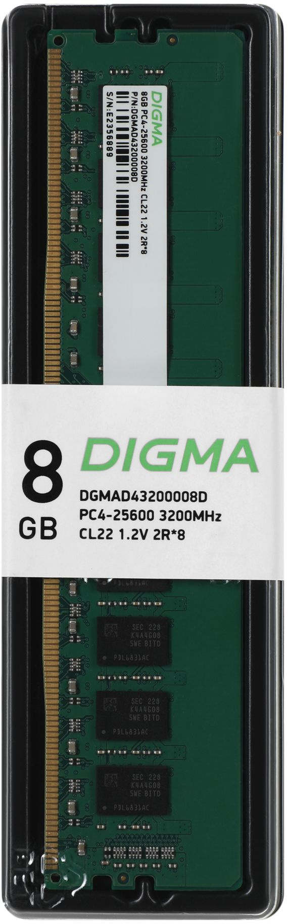 Оперативная память 8Gb Digma DGMAD43200008D, DDR IV, PC-25600, 3200MHz