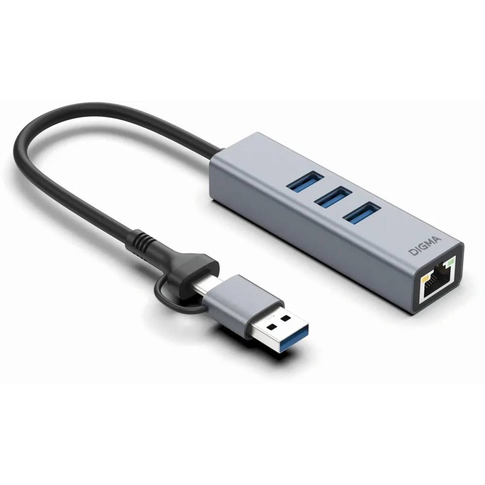Сетевой адаптер Digma DLA-GEUCH3, USB-C/USB-A