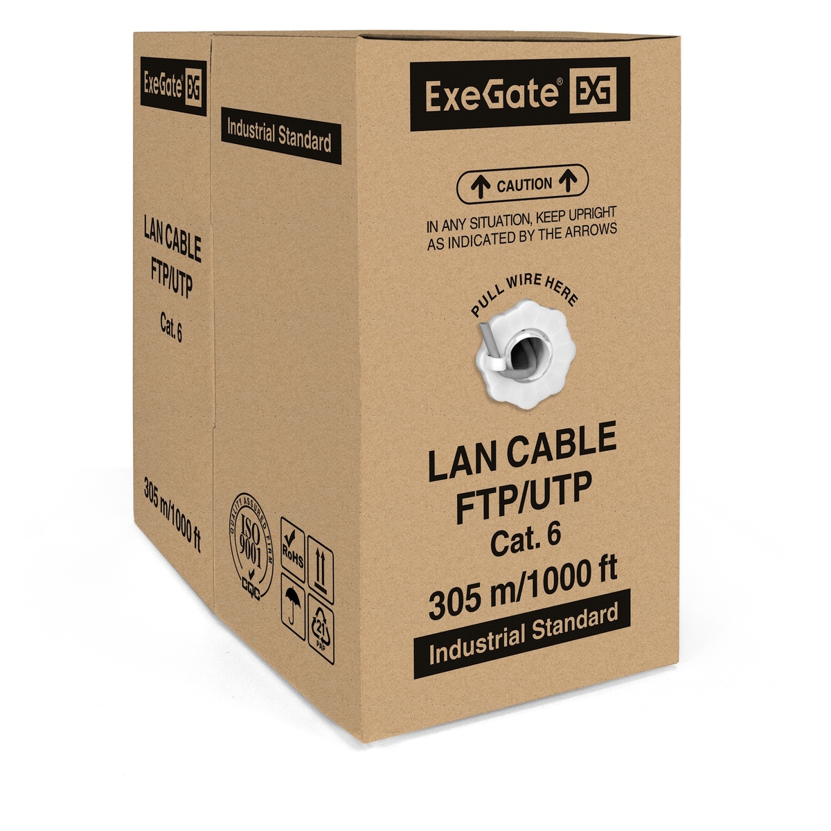 UTP кабель бухта 305м cat.6 ExeGate UTP4-C6-CCA-S23-IN-PVC-GY-305 EX186134RUS, серый