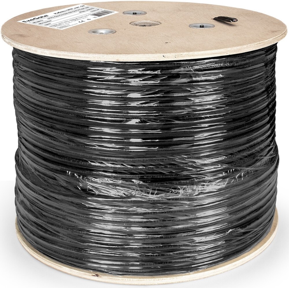 UTP кабель бухта 305м cat.5e ExeGate UTP4-C5e-CU-S24-SW-OUT-PE-BK-305 EX190974RUS, черный