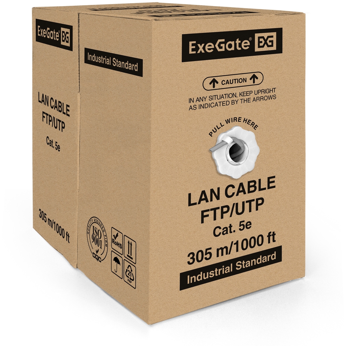 UTP кабель бухта 305м cat.5e ExeGate UTP4-C5e-CCA-S26-IN-PVC-GY-305 EX261518RUS, серый