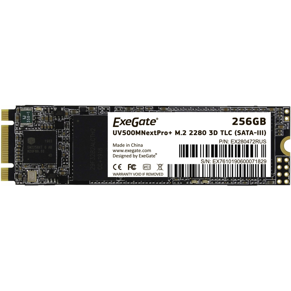 256Gb SSD ExeGate NextPro+ UV500TS256 EX280472RUS, (561/500), SATA M.2