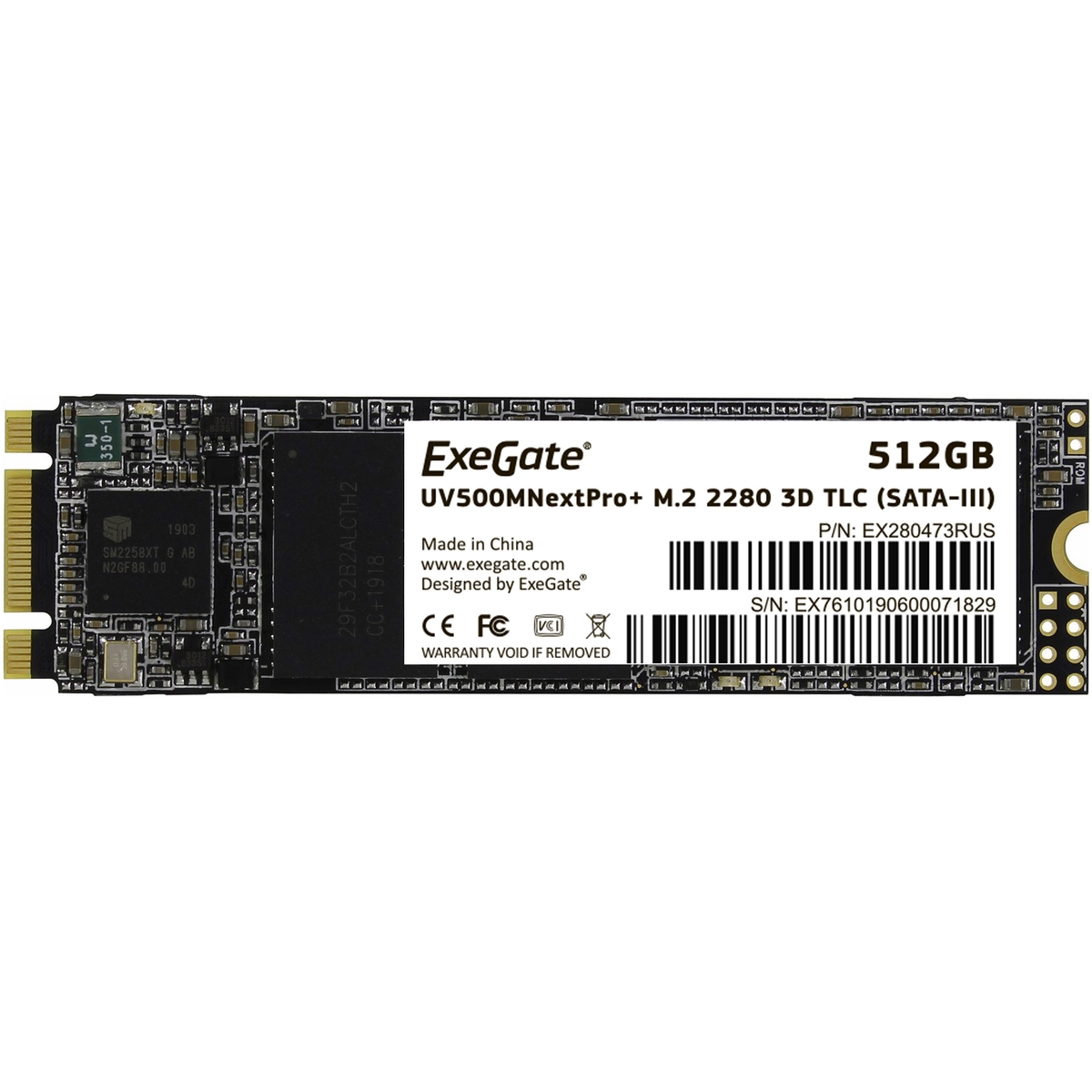 512Gb SSD ExeGate NextPro+ UV500TS512 EX280473RUS, (568/500), SATA M.2