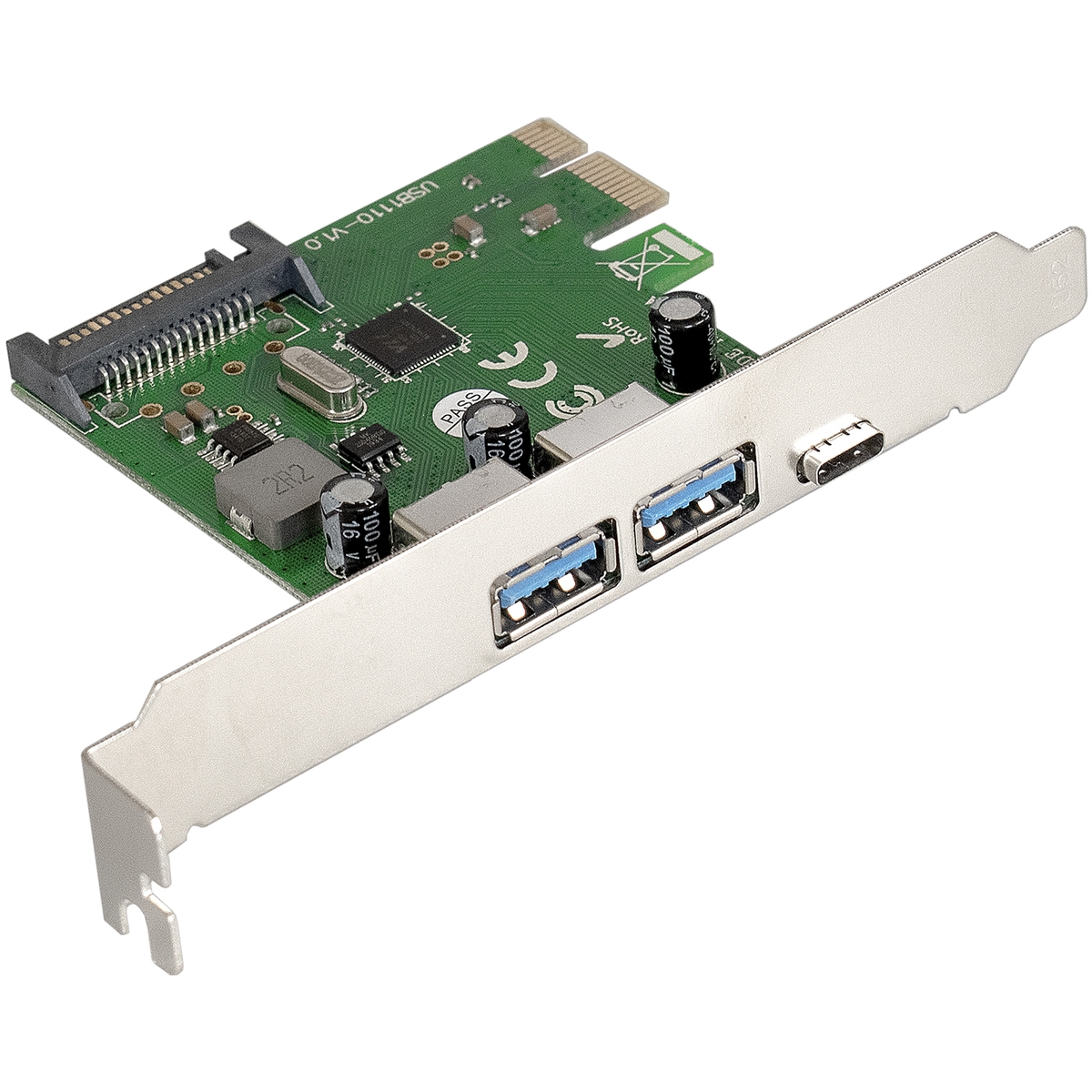 Контроллер 2 x USB3.0 + 1xUSB3.1 Type-C, ExeGate EXE-323 EX283719RUS, PCI-E x1
