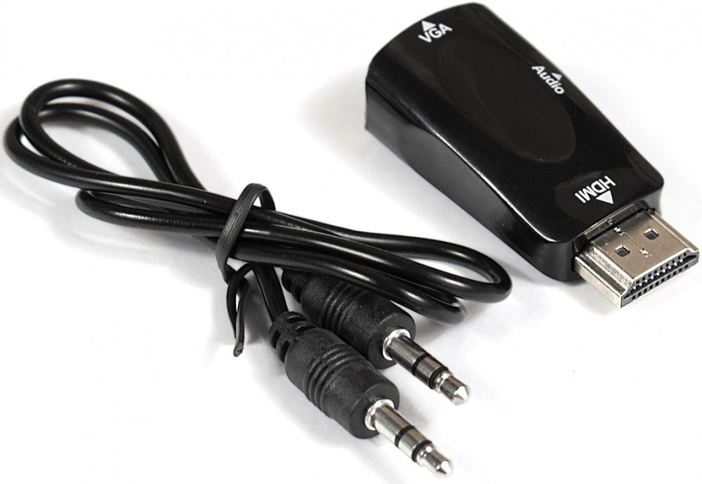 Переходник HDMI (M) - VGA (F) + Jack3.5 ExeGate EX-HDMIM-VGAF-C EX284927RUS, черный