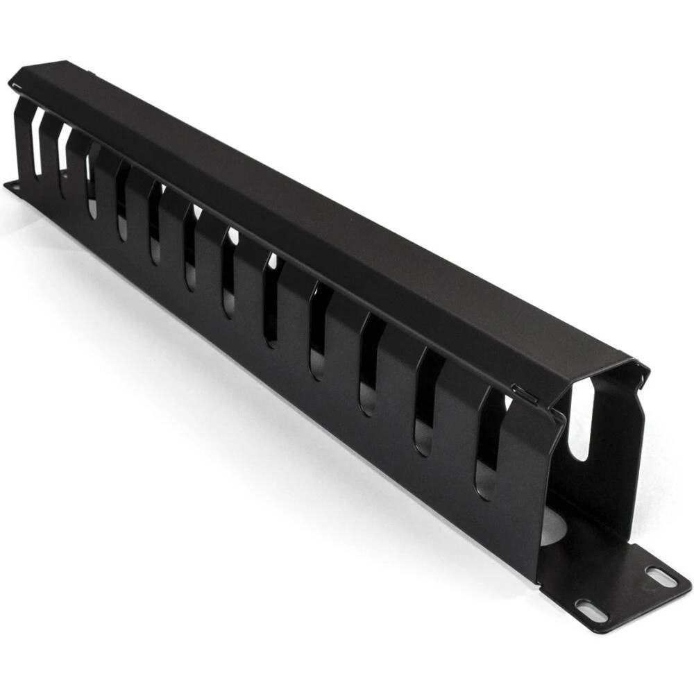 Кабельный органайзер 19" 1U с крышкой, ExeGate CM19-1U-12M-CV EX292871RUS, черный