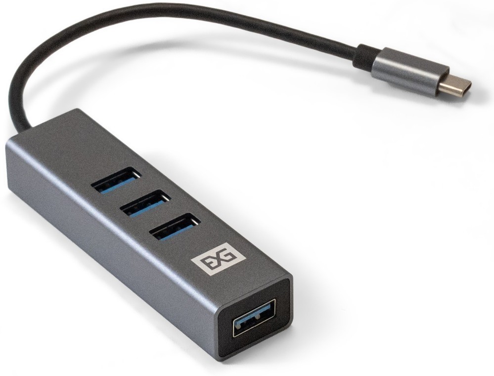 Разветвитель USB3.0 Type-C ExeGate DUB-4TC EX293987RUS, серебристый, 4xUSB3.0