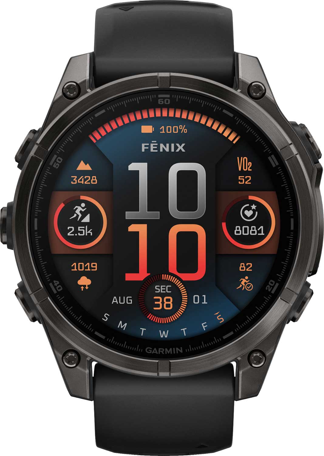 Умные часы Garmin Fenix 8, Carbon Gray Titanium Black (010-02904-21)