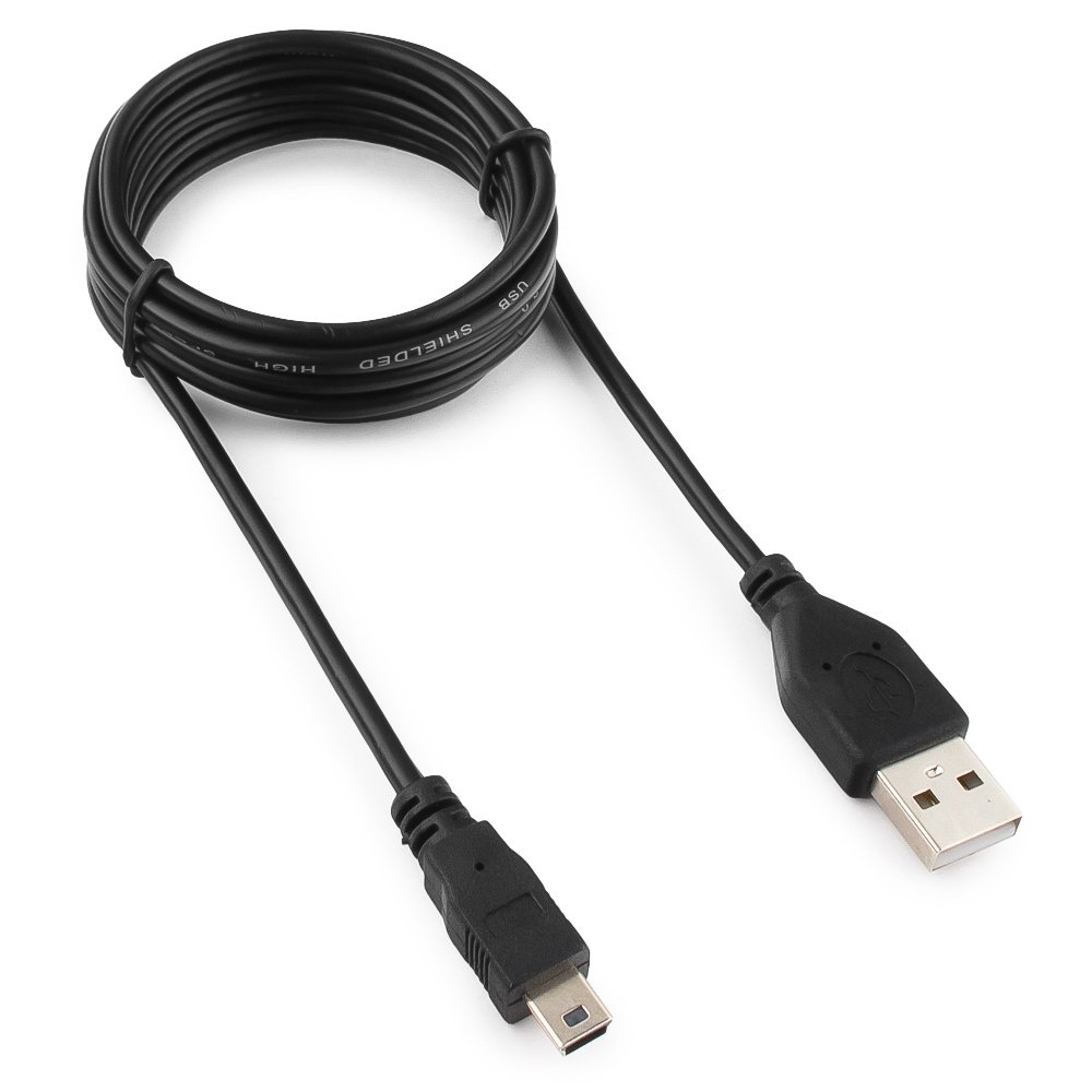Кабель USB2.0 (M) - miniUSB2.0 (M), 1.8м, Гарнизон GCC-USB2-AM5P-1.8M, черный