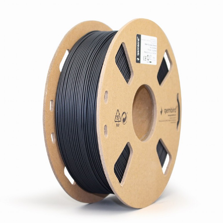 Филамент Gembird 3DP-PLA-01-MTBK, 1.75 мм, 1 кг, матовый черный